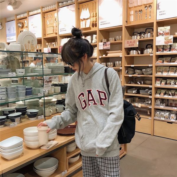 

brand hoodie gap autumn winter new sweaters men's women's same carbon soft wear super fire loose pullover 618862, Black