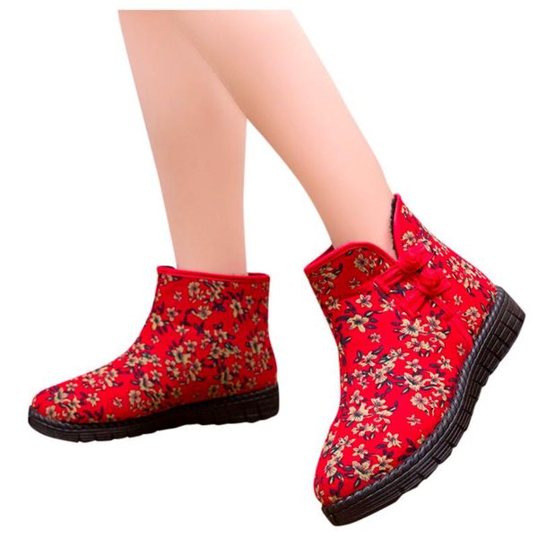 

boots winter waterproof women nation style snow boot shoes plus velvet cotton, Black