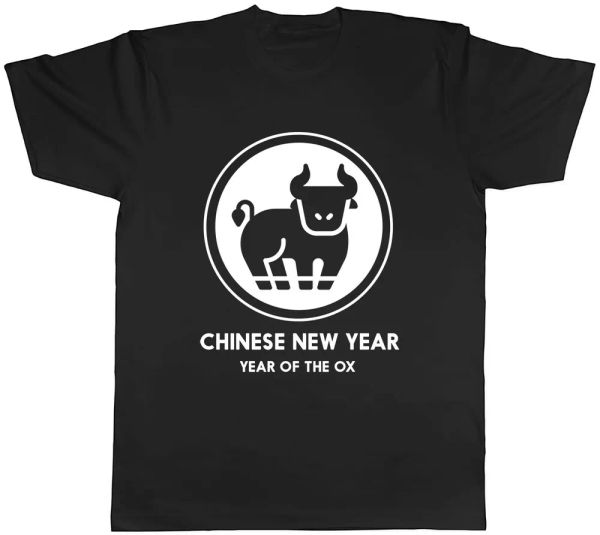 

chinese new year of ox 2021 mens t-shirt tee, White;black