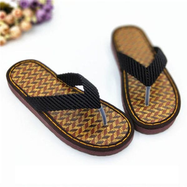 

slippers summer korean big size flip-flops outside tide men non-slip cool breathable thick-soled sandals toe, Black