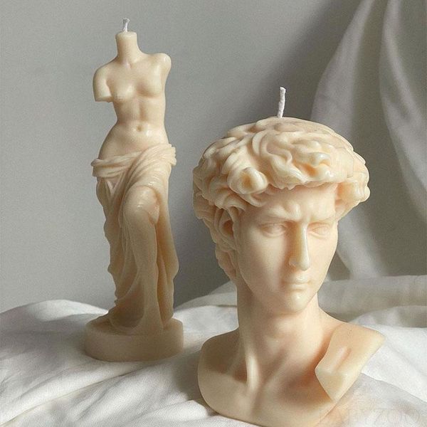 

craft tools artistic portrait sculpture candle silicone mold goddess david making home decoration