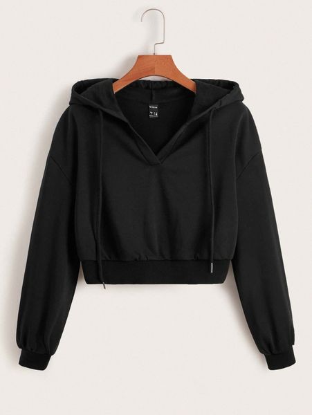 

solid drawstring sweatshirt y2rv#, White;black