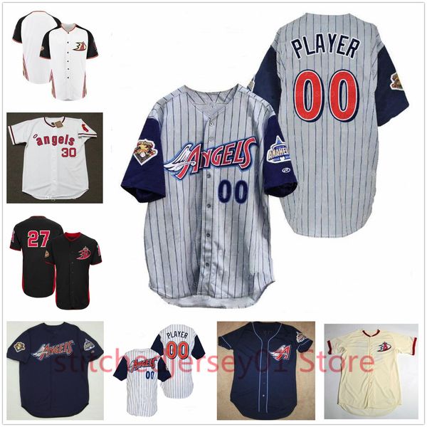 

retro wear los angeles anaheim jersey ducks troy glaus mo vaughn tim salmon shohei ohtani, Blue;black