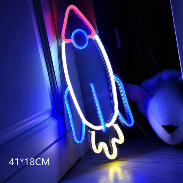 

rocket style led neon sign lights for indoor home decorstion bar beers baby room