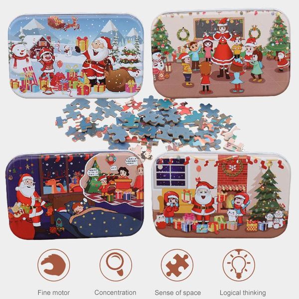 

christmas decorations children's jigsaw puzzle toys for children cartoon animal wood baby educational toy kids gift