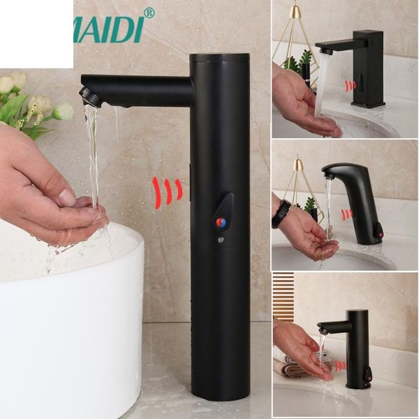

matte black solid brass & cold water mixer touch-infrared tap automatic sensor faucet bathroom basin faucets sink