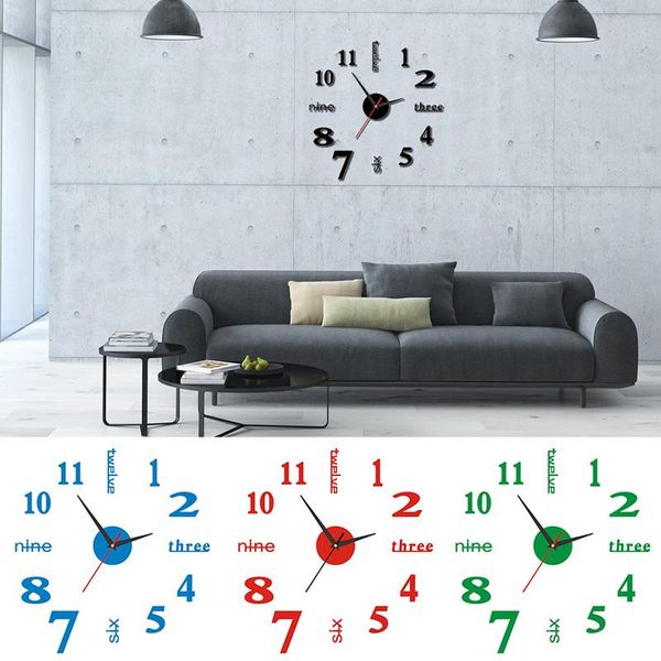 

wall clocks 1pc 3d number clock circular modern stickers & murals art decal living room office fashion diy home decor