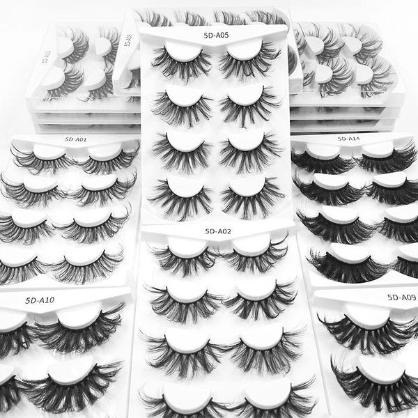

false eyelashes 4 pairs 25mm very fluffy long silk lashes strip synthetic 5d natural faux mink extension