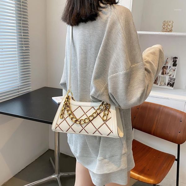 

evening bags women fashion pu leather chains shoulder ladies color contrast design handbags diamond lattice crossbody 20211