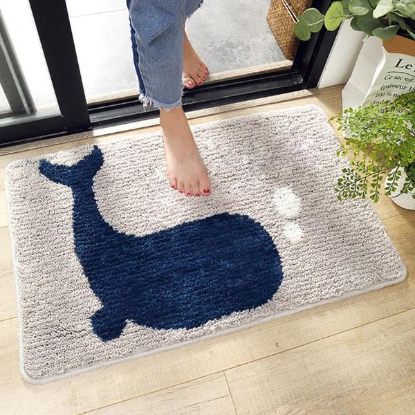 

cushion/decorative pillow 1 pcs cartoon whale mat bathroom soft and comfortable mats home bedroom door flocking absorbent