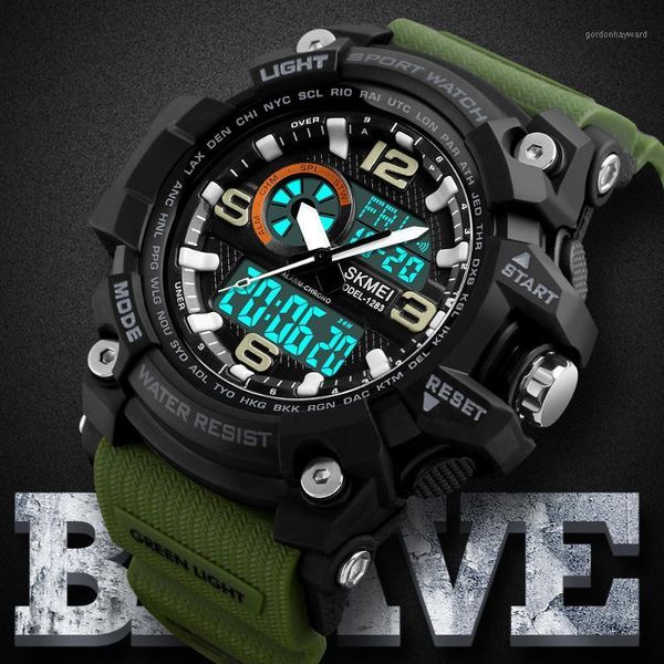

wristwatches sport mens watches luxury army 50m waterproof digital led watch military men wristwatch relogio masculino skmei montre homme, Slivery;brown
