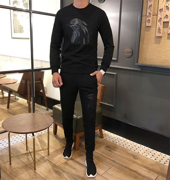 

men's tracksuits design of sportswear winter fashion slim sweater hoodie set, Gray