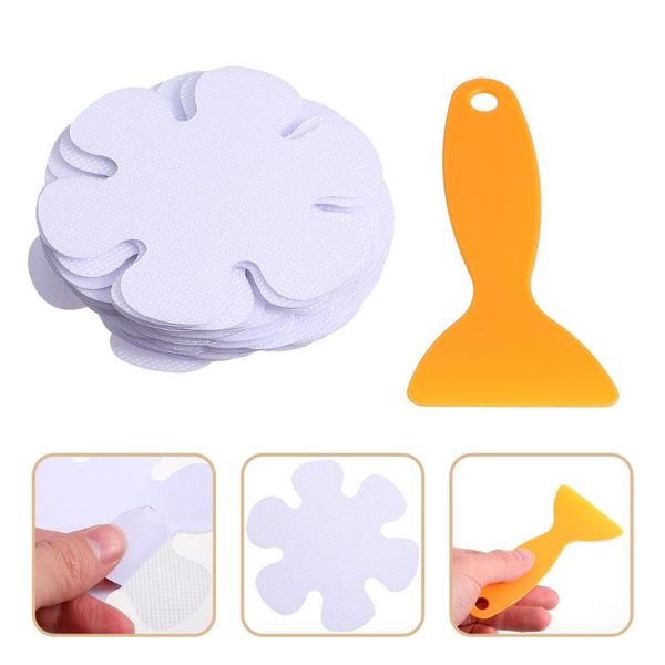 

20pcs flower shaped bathtub stickers adhesive shower floor with scraper bath mats