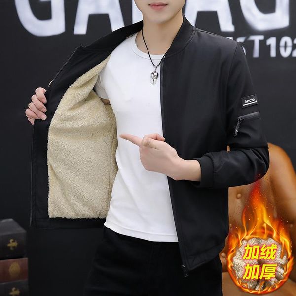 

men's jackets bomber zipper jacket winter male fleece warm coats casual streetwear hip hop slim fit pilot mens clothing t143, Black;brown