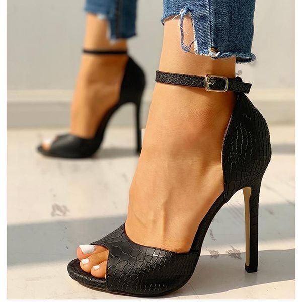

sandals western fish mouth leather shoes hollow link to woman super high heels sandals znqm, Black