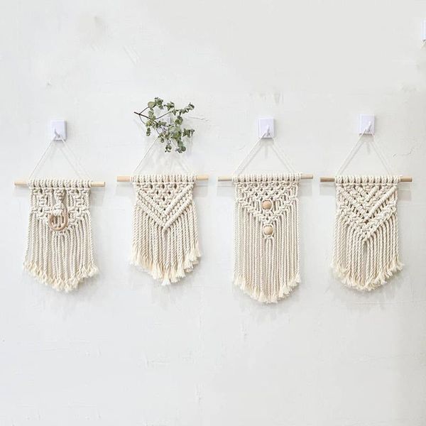 

tapestries ins hand-woven cotton small wall tapestry children's room boho decor po props nordic headboard macrame hanging