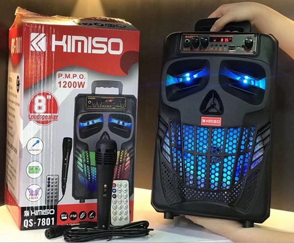 Kimiso 8 polegadas de alta potência ao ar livre Bluetooth portátil alto-falante de karaokê com embalagem de varejo
