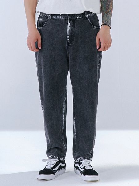 

extended sizes men bleach wash tapered jeans v1bj#, Blue