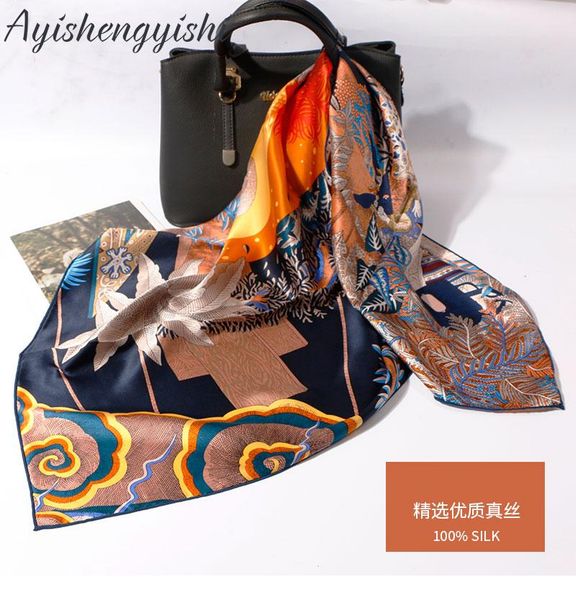 

scarves [midsummer night silk scarf] 16 mumi 88 scarf women spring, autumn and summer shawl large square hangzhou, Blue;gray