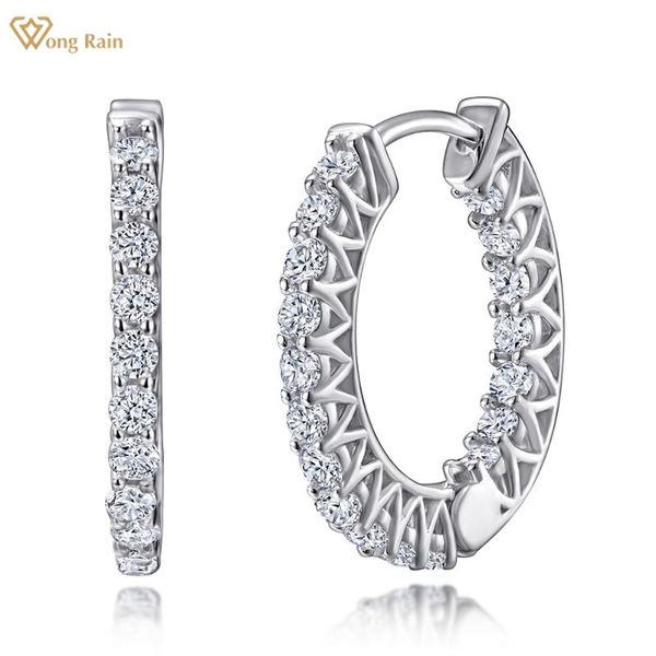 

hoop & huggie wong rain 925 sterling silver created moissanite gemstone wedding party fashion earrings for women fine jewelry wholesale, Golden;silver