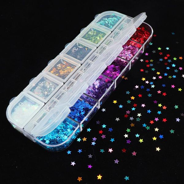 

nail art decorations holographic star sequins accessories laser glitter flakes charms shiny paillette manicure decoration supplies, Silver;gold