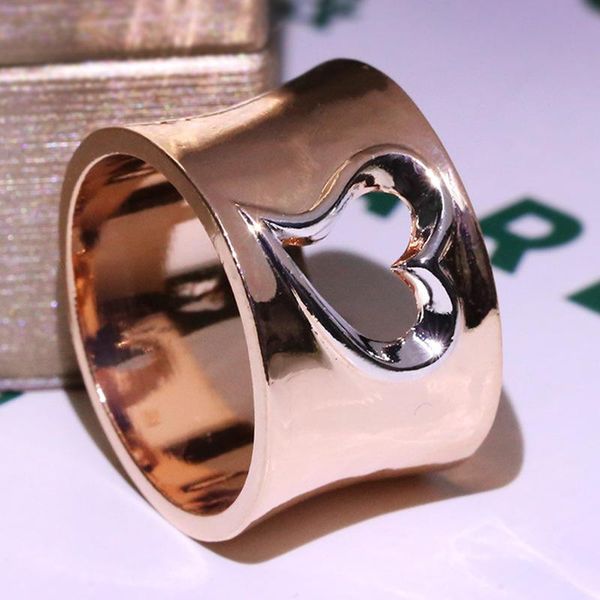 

wedding rings fashion female hollow heart shape ring punk rose gold love for women vintage party engagement, Slivery;golden