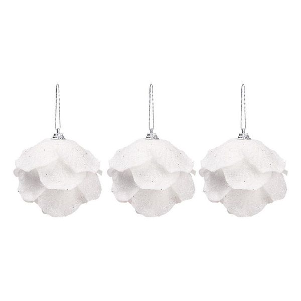 

party decoration 3pcs white petal christmas balls holiday decor glitter foam ball for pets children diy tree pendants