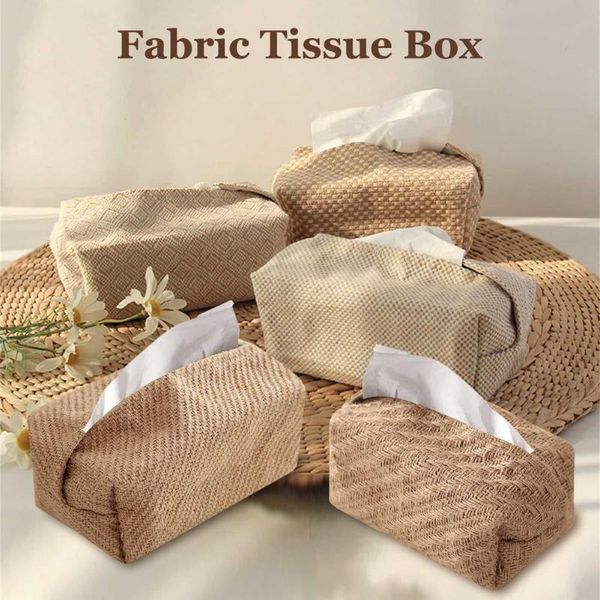 

tissue boxes & napkins fabric box simple cotton cloth pumping japanese-style jute case napkin holder organizer for home decor