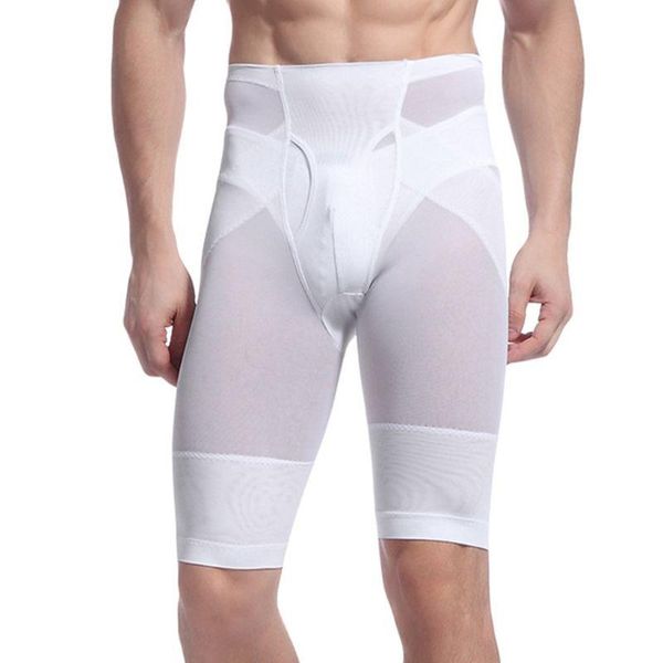 

mens shapewear high waist tummy control boxer slimming shaper mesh shorts d08e men's, White;black