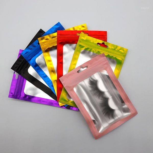 

wholesale lashes packaging boxes holographic laser zip lock party favor bag eyelashes lash package box case false1