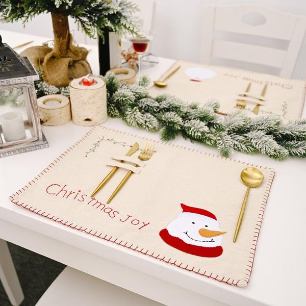 

christmas decorations santa snowman placemat for home adornos de navidad insulation pads 2021 year decor ornaments
