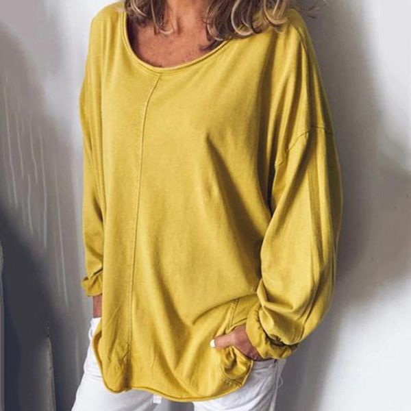 

women's t-shirt bonjean loose tee shirt fashion simple o neck basic ladies long sleeve and tees for women casual shirts bj2242, White