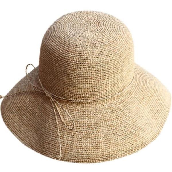 

Women Summer Sun Straw Raffia Hat Wide Brim Beach Hats Girl Outside Travel Cap Casual Bow H3, Blue;gray