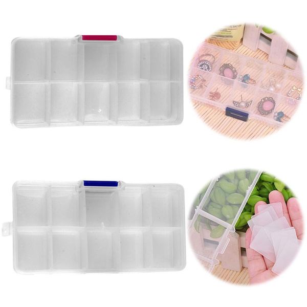 

jewelry pouches, bags 10/15 compartment adjustable clear beads storage organizer box holder c1fc, Pink;blue