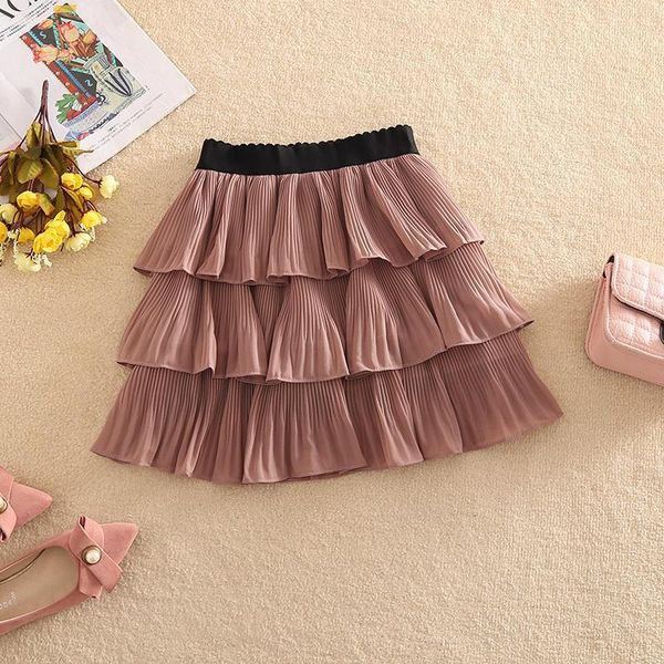 

spring summer sweet fresh womens skirts solid color cascading ruffles mesh high waist pleated mini cake, Black