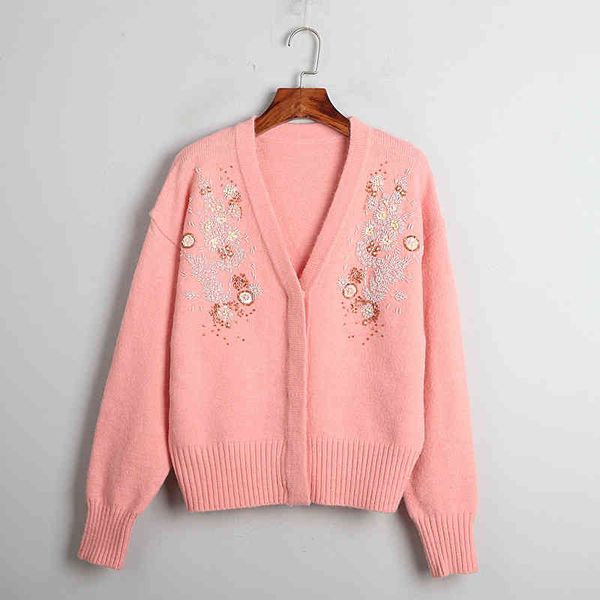 

women's v-neck long sve sweater, fashion cloth with gold beads, black, pink, green, s, , l, dl, autumn 1101, delivery, 2020, White;black