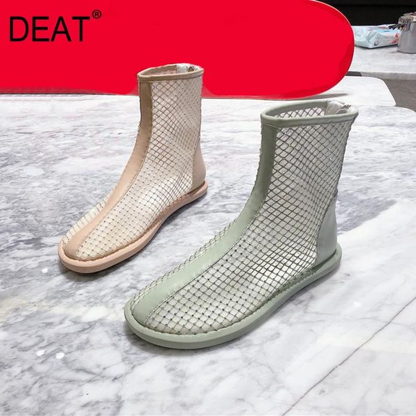 

boots [deat] 2021 round toe mesh hollow out full crystal single shoes women flat cool spring summer fashion tide 10h813, Black