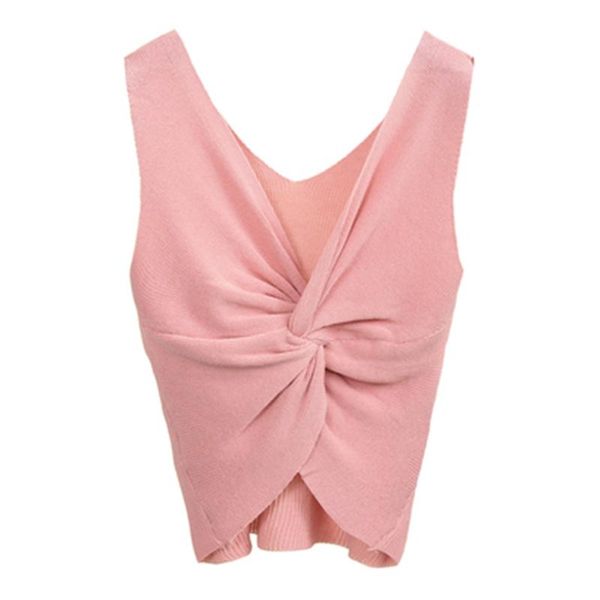 

women's tanks & camis fashion 2021 women crop sweater summer v-neck criss-cross club party pullover knit laides sleeveless solid pull t, White