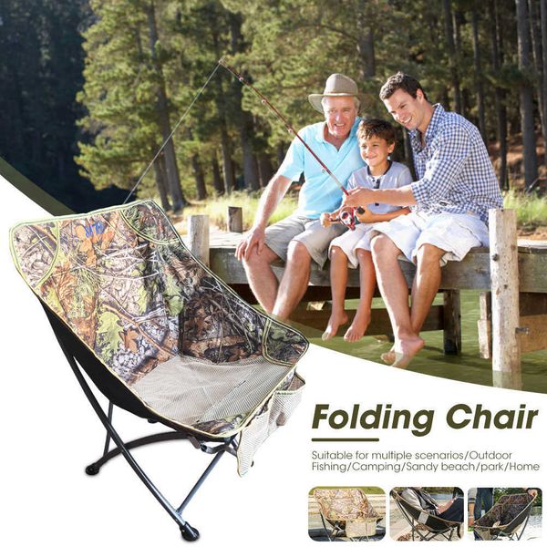 Portable Camouflage Moon Chair Pesca Campeggio BBQ Sgabello Pieghevole Sedile da escursionismo esteso Giardino Ultraleggero Mobili per la casa dell'ufficio