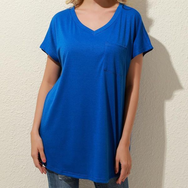 

women's t-shirt summer womens casual short sleeve loose t-shirts solid color v-neck female pullover clothes, White