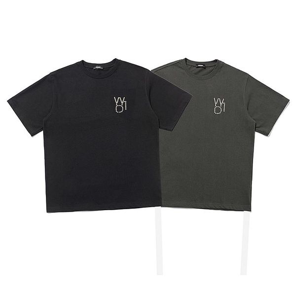 

men's t-shirts harajuku we11done short-sleeved men women loose casual simple versatile black gray t-shirt, White;black
