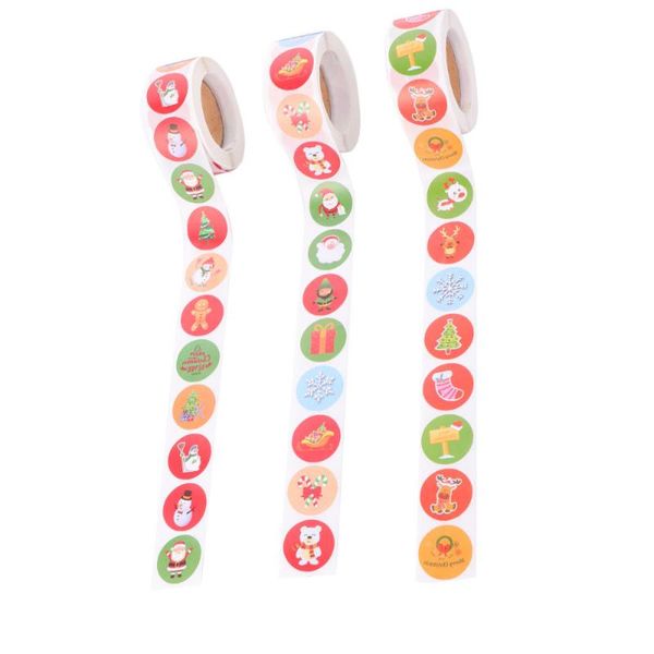 

gift wrap 3 rolls 500 labels/roll christmas pattern seal stickers sealing labels