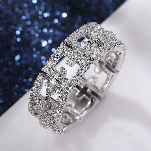 

wedding rings caoshi shiny tiny zirconia for women trendy links design accessories handmade exquisite female jewelry whole sale, Slivery;golden