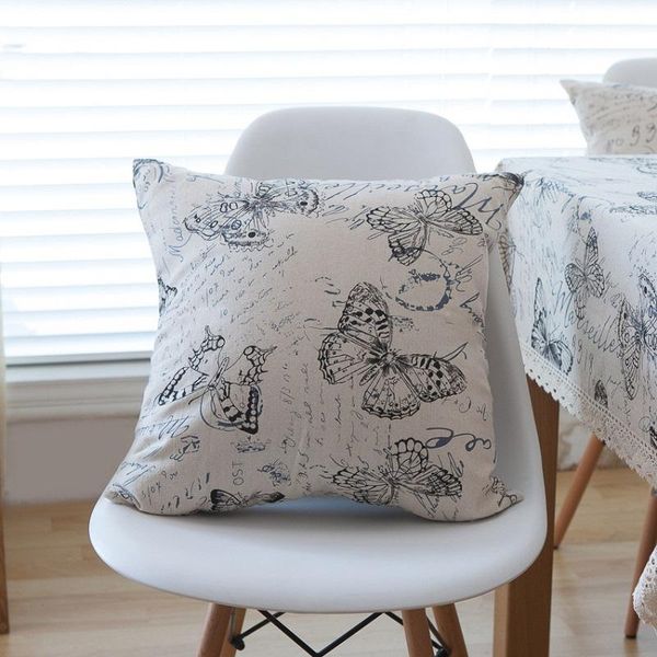 

american style creative butterfly spaper cotton linen cushion cover 45*45cm/60*60cm throw pillow covers cushions home decor cushion/decorati