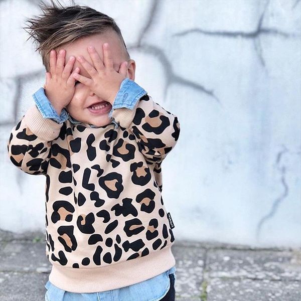 

kids baby girls boys leopard bunny print t shirt sweatshirts toddler casual long sleeve clothes spring 1 7t, Blue