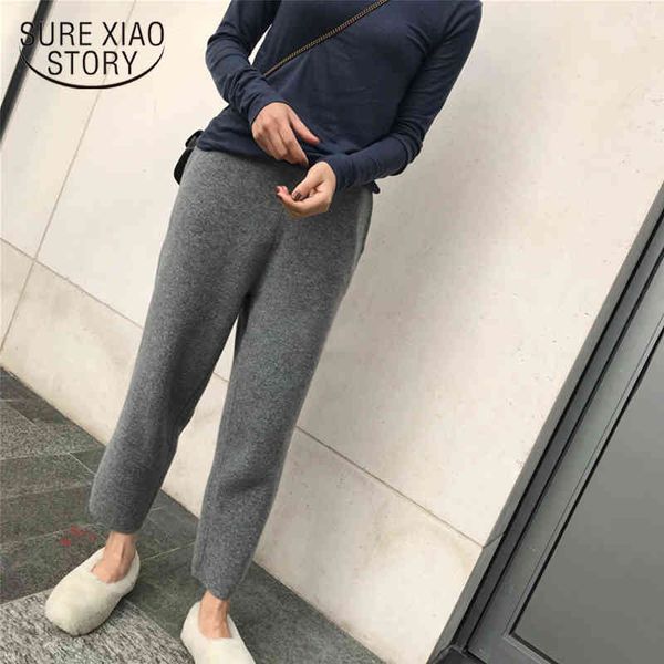 

casual harem knitted pants autumn winter women low waist loose elegant korean female ladies trousers 7650 50 210417, Black;white