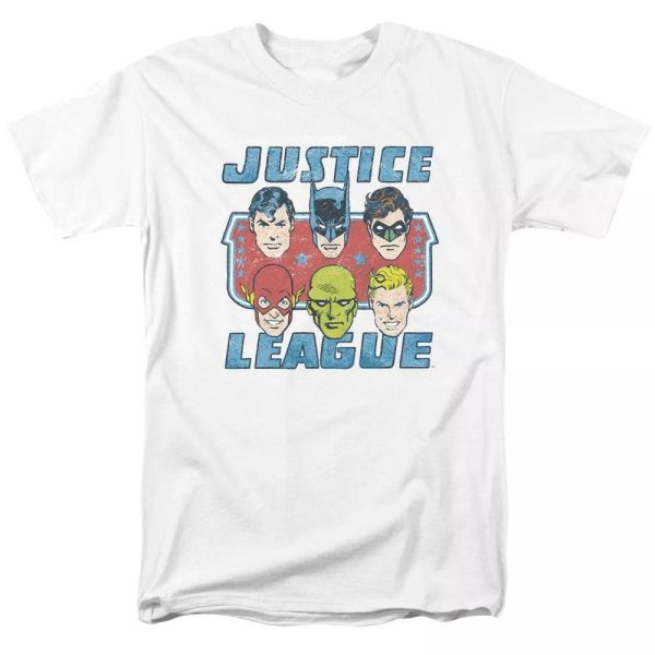 

Justice League - Faces Of Justice T-Shirt DC Comics Sizes S-3X NEW, White;black