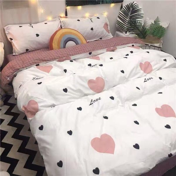 

bedding sets orange set printed cute bed linen sheet plaid duvet cover 240x220 single double  king quilt covers bedclothes