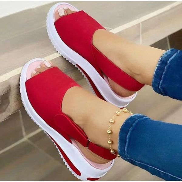 

sandals 2021 women soft ladies fashion wedges summer sneakers sandal casual outdoor beach woman's shoes vulcanize plus size, Black