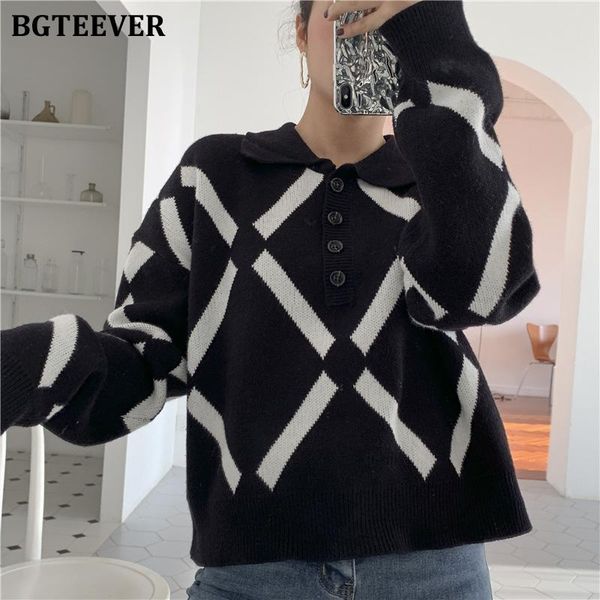 

women's sweaters bgteevee casual women neck buttons lattice female warm knit pullovers ladies wild loose jumpers autumn winter, White;black
